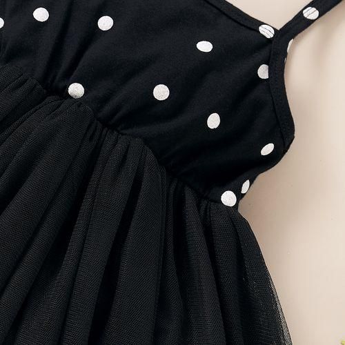 Baby girls princess dress black & white polka dot sling dress