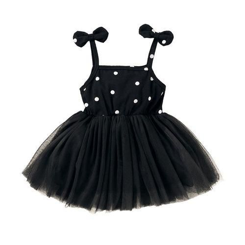 Baby girls princess dress black & white polka dot sling dress