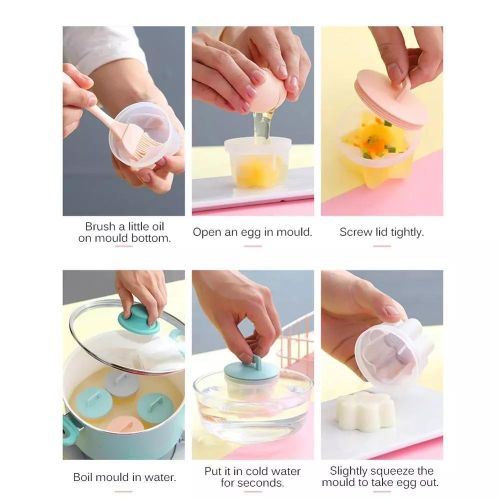 4pcs set Cute Flower Shape Egg Boiler Star Circle Plastic