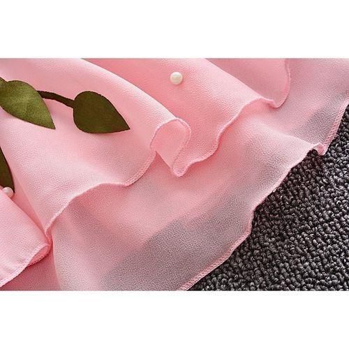Girl Mesh Skirt Sleeveless Beaded Princess Dress  Pink