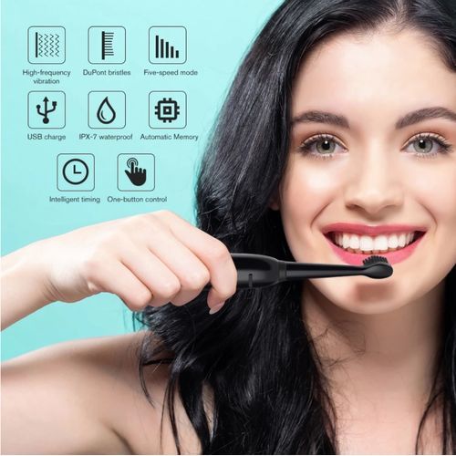 Smart Electric Toothbrush + 3 Brush Heads - Ultrasonic Anti-tartar - Black
