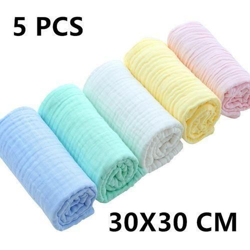 5pcs Thickened Muslin 30X30cm Cotton Soft Towel Burp Cloth