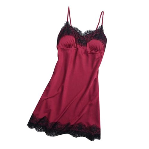 Women Sexy Nightgown Lingerie Pajamas Satin Robe Dress Babydoll S M L