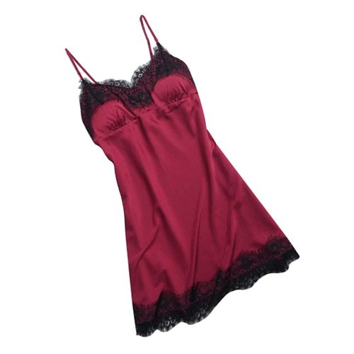 Women Sexy Nightgown Lingerie Pajamas Satin Robe Dress Babydoll S M L