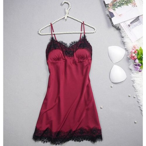 Women Sexy Nightgown Lingerie Pajamas Satin Robe Dress Babydoll S M L
