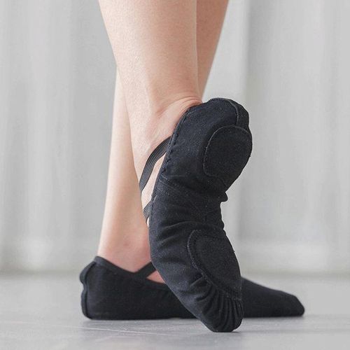 Fashion Canvas Ballet Slipper Split-Sole Shoes Gymnastics Black_32
