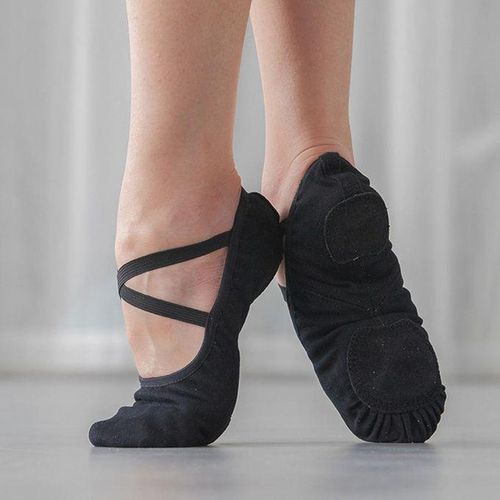 Fashion Canvas Ballet Slipper Split-Sole Shoes Gymnastics Black_32