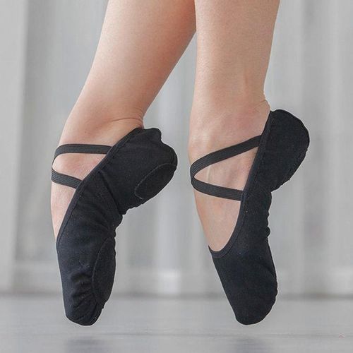 Fashion Canvas Ballet Slipper Split-Sole Shoes Gymnastics Black_32