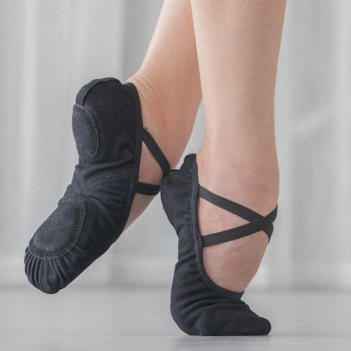 Fashion Canvas Ballet Slipper Split-Sole Shoes Gymnastics Black_32