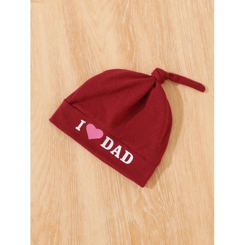 Newborn Baby I Love Mom Dad Long sleeved jumpsuit Boys and Girls Knitted pants Hat 3-piece set