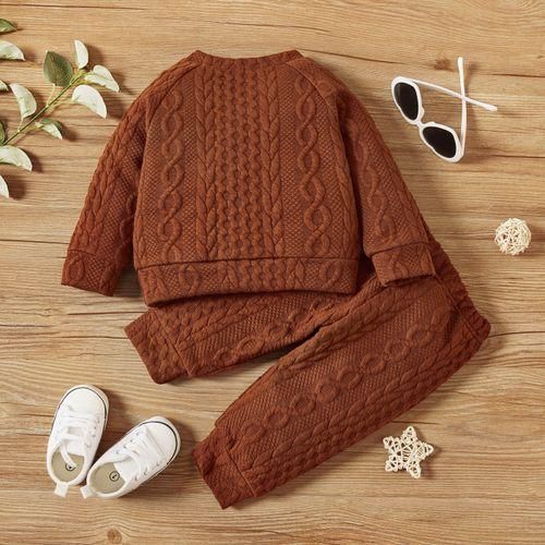 Baby Boys Autumn Winter Twist Kniting Long Sleeves Sweatsuit Brown