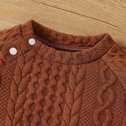 Baby Boys Autumn Winter Twist Kniting Long Sleeves Sweatsuit Brown