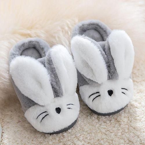 Boys Flip Flops Cartoon Rabbits Warm Home Slippers Indoor Kids Floor Shoes