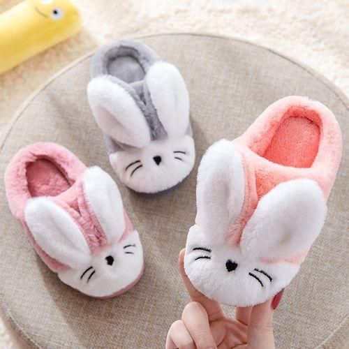 Boys Flip Flops Cartoon Rabbits Warm Home Slippers Indoor Kids Floor Shoes