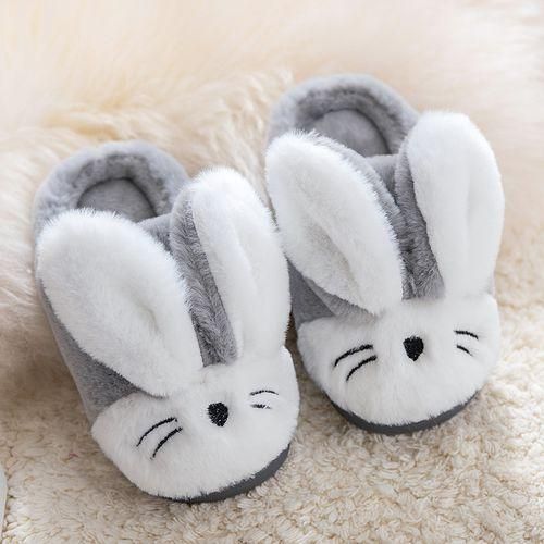 Boys Flip Flops Cartoon Rabbits Warm Home Slippers Indoor Kids Floor Shoes