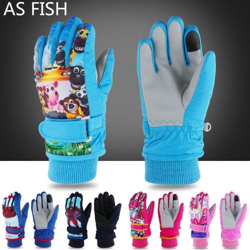 Winter Children's Ski Gloves Outdoor Snow Warm Boys and Girls Baby Riding Waterproof Thickened Cartoon Finger