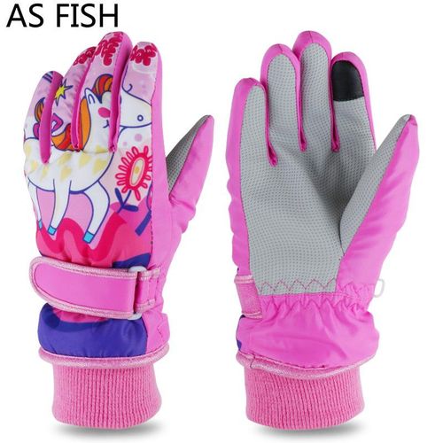 Winter Children's Ski Gloves Outdoor Snow Warm Boys and Girls Baby Riding Waterproof Thickened Cartoon Finger