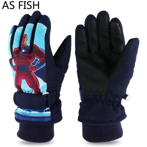 Winter Children's Ski Gloves Outdoor Snow Warm Boys and Girls Baby Riding Waterproof Thickened Cartoon Finger