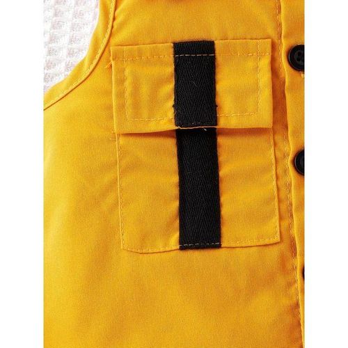 2pcs Infant & Toddler's Trendy Street Style Outfit, Cargo Vest & Letter Print T-shirt & Elastic Waist Shorts, Baby Boy's Clothes