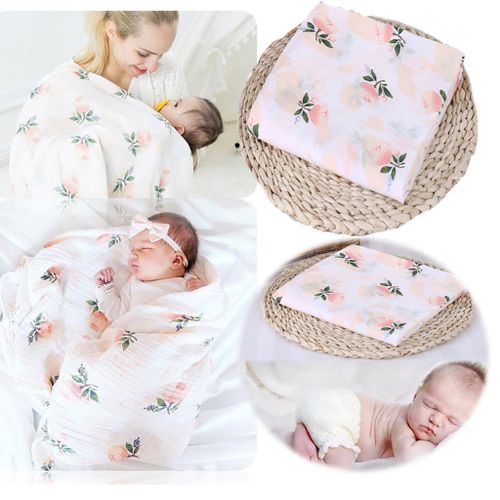 Muslin Blanket Pram Cot Bed Moses Basket Crib 110 X Rose