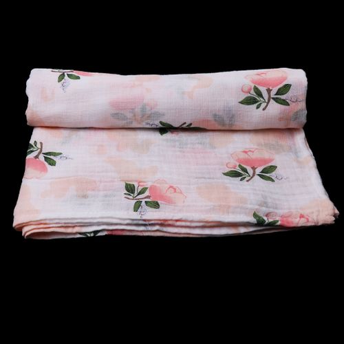 Muslin Blanket Pram Cot Bed Moses Basket Crib 110 X Rose