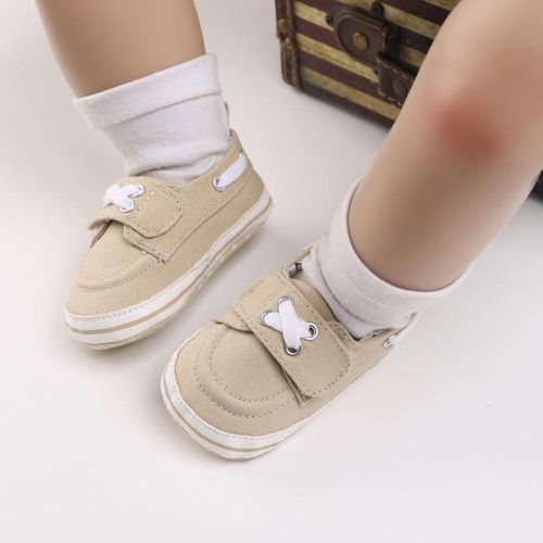 Spring And Autumn 0-1 Year Old Baby Shoes For Boys And Girls Casual Canvas Velcro Soft Bottom Anti Slip Sneakers