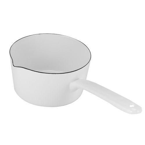 1.3L Japanese Style White Ceramics Milk Pot Kitchen Cooking Pan Pot Stewpan Baby Food Saucepan with Long Handle for One People
