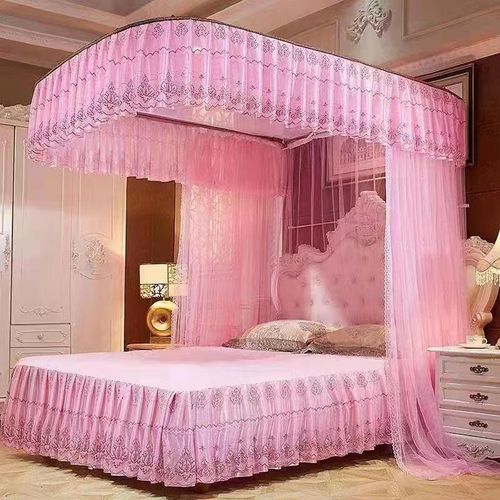 David Luxurious  Mosquito Net With 2 Stand Rail Bed Net RA1 Pink