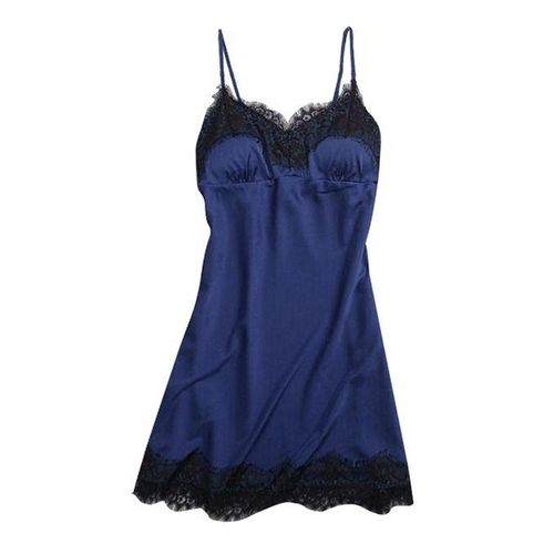 Silky Nightgown Spaghetti Strap Sexy Lace Chemise Pajamas Sleepwear
