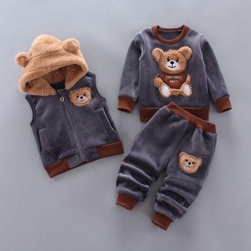 Clothes Sets Jacket Vest Pants Cotton Sport Suit Warm Outfits