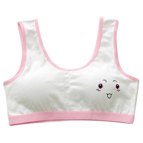 3pcs Cute Cartoon Girl Bra Soft Cotton Teenage Casual Training Bra for Students Teenager New,Pink NO5114