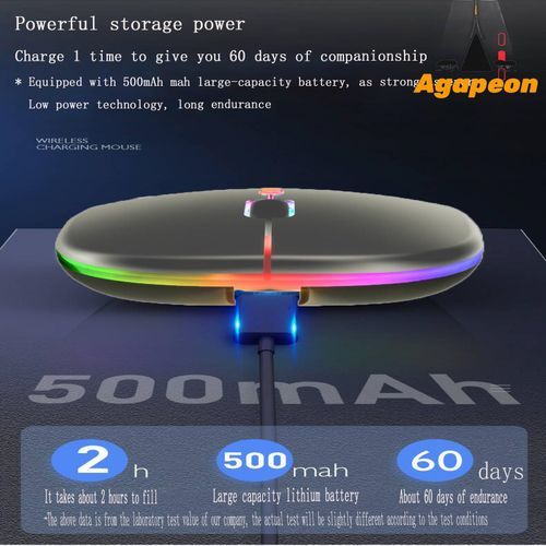 Agapeon Bluetooth + 2.4G Dual-mode Rechargeable Wireless LED Mouse - Grey