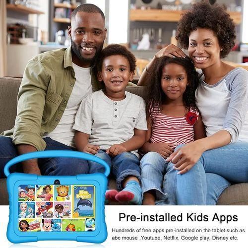 Atom Kids Tablets With 32GB Storage, 2GB RAM, 7 Inch IPS HD Display, Android 12, Quad Core Processor, Kidoz Pre Installed With Kid-Proof Case, Wi-Fi Only - Pink