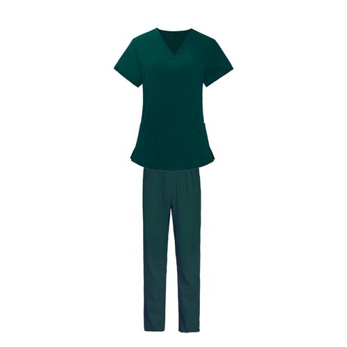 Women Nurse Uniform Short Sleeved Top And Pants  XL Green