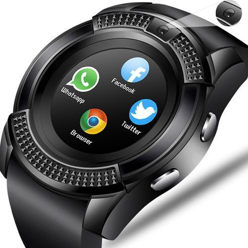 Smartwatch Round Screen IP65 Bluetooth Smart Watch With Sim Toolkit Color May Vary - Black