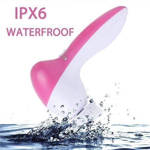 5-in-1 Electric Facial Cleaning Brush - Pink/White