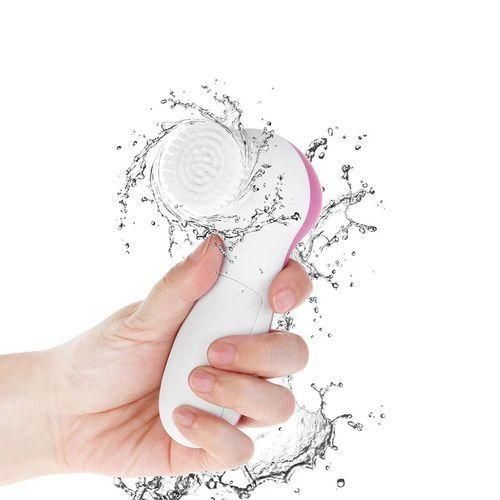 5-in-1 Electric Facial Cleaning Brush - Pink/White