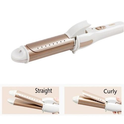 2 In 1 Hair Straightener Curling Iron-White&Gold.