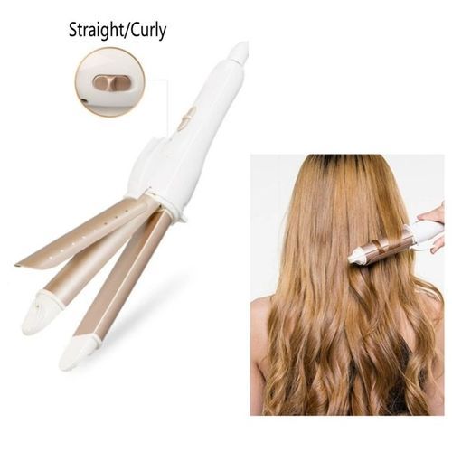 2 In 1 Hair Straightener Curling Iron-White&Gold.