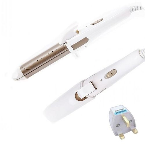 2 In 1 Hair Straightener Curling Iron-White&Gold.