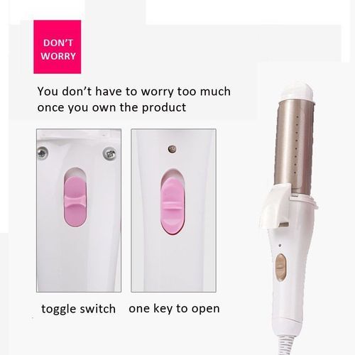 2 In 1 Hair Straightener Curling Iron-White&Gold.