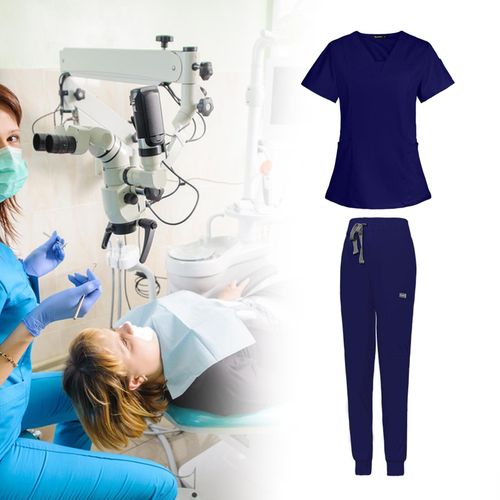 Nursing Scrubs Uniform Soft Top Pants Set For S Navy Blue