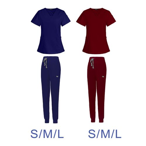 Nursing Scrubs Uniform Soft Top Pants Set For S Navy Blue