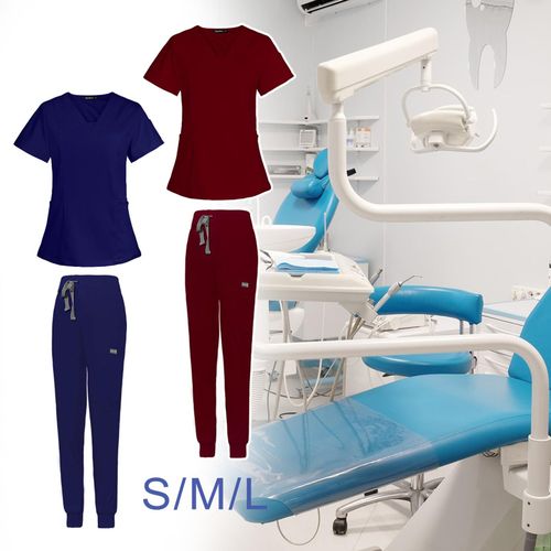 Nursing Scrubs Uniform Soft Top Pants Set For S Navy Blue