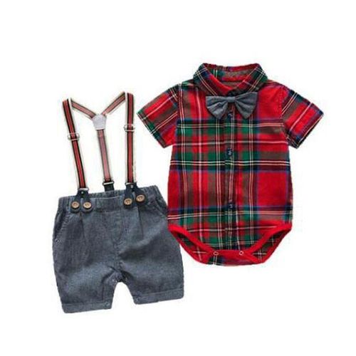 Fashion Toddler Suit Bow Tie Shirt Suspender Shorts Clothes Outfits