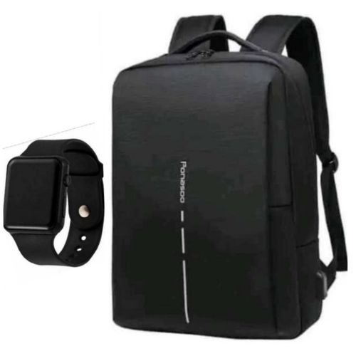 Panasoo Office Laptop Bag  With A Free Watch- Black