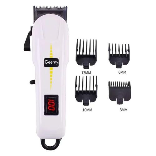 Geemy Rechargeable Cordless Shaving Machine With Battery Indicator Light - White