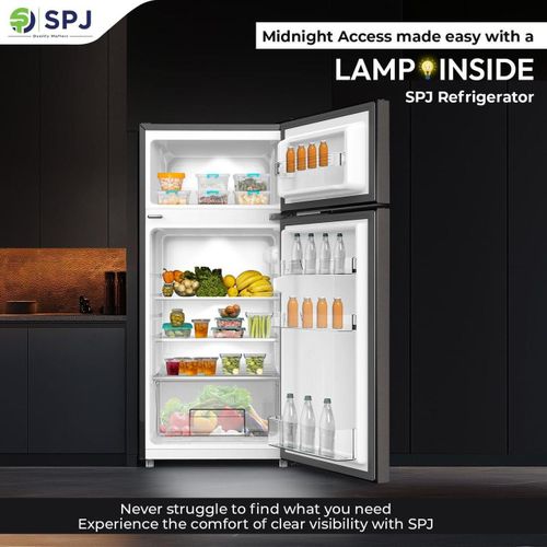 SPJ 140 Liters Double Door Top Freezer Fridge – Silver – (5 YR WRNTY)