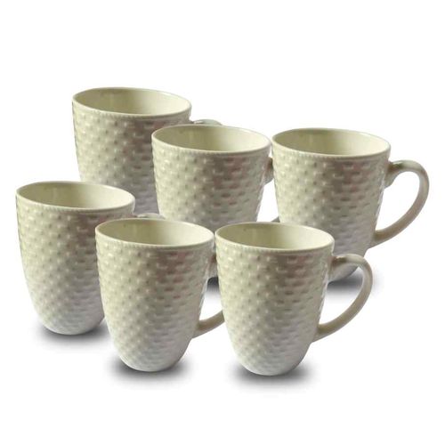 Sundabest White Ceramic Tea Mugs-6Pcs