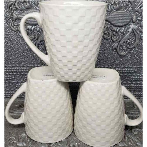 Sundabest White Ceramic Tea Mugs-6Pcs
